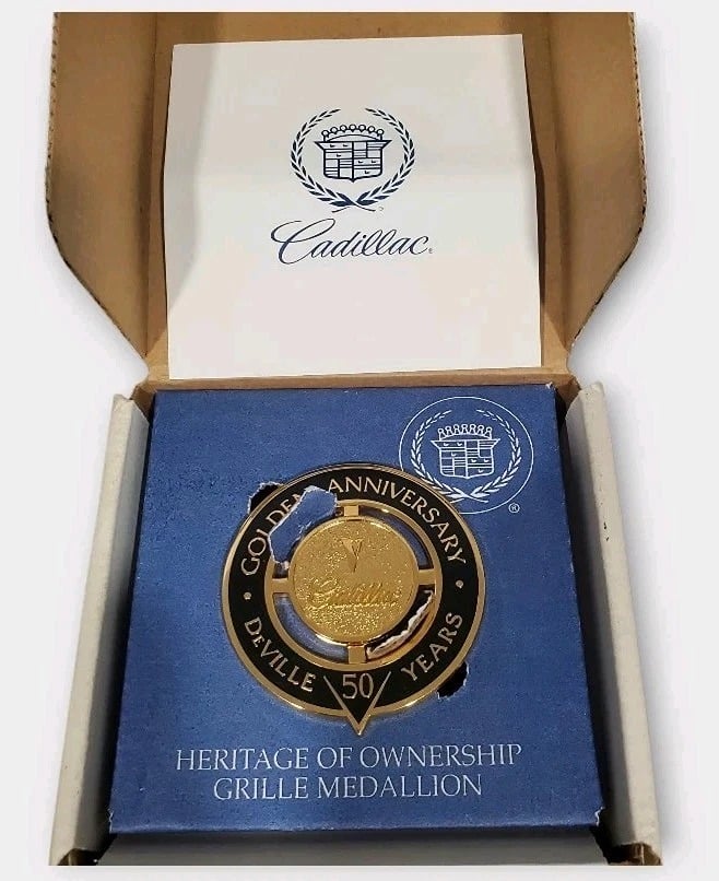 Cadillac Car Heritage of Ownership Grille Medallion V #5 Golden 50 yrs