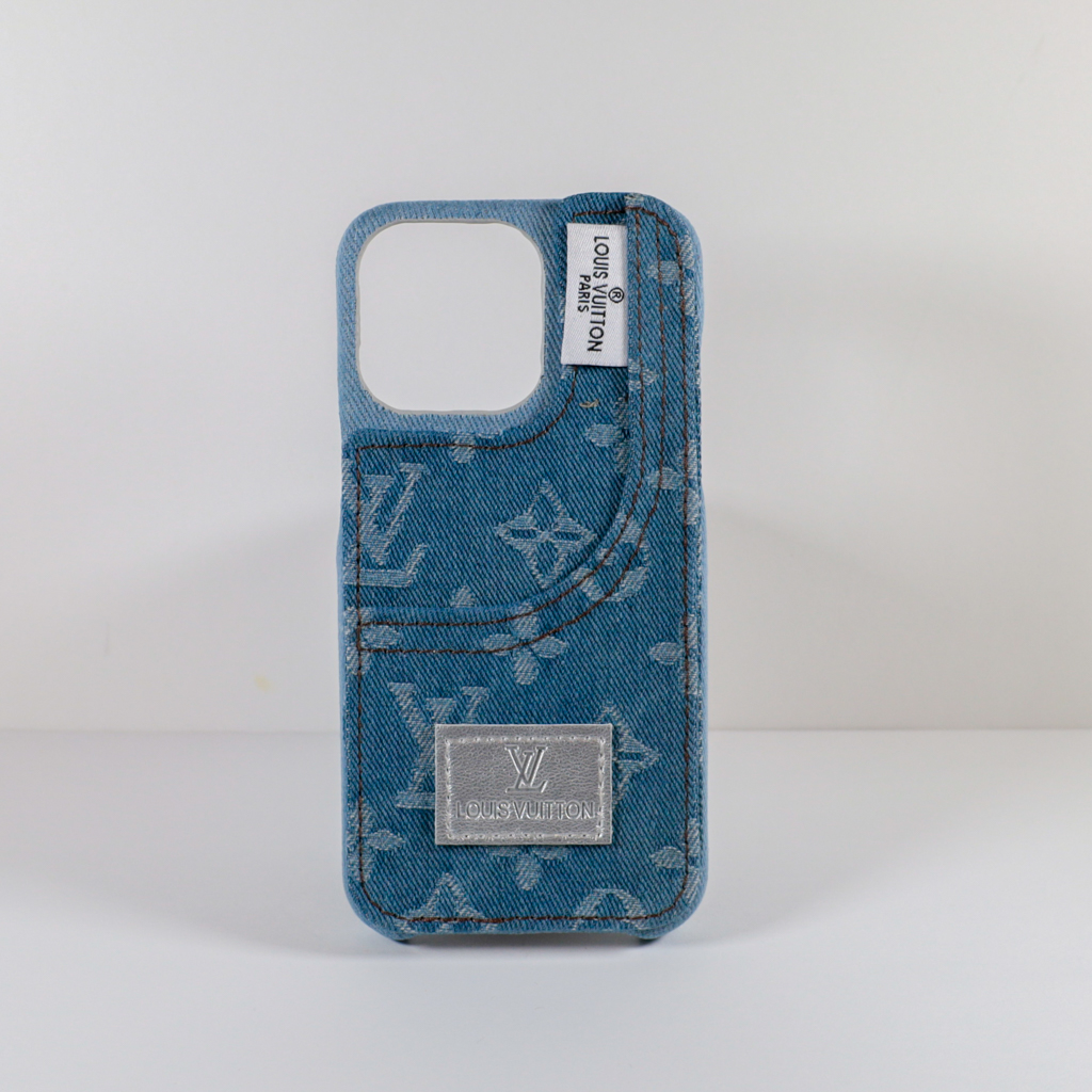 LV Phone Case 14 Pro Max Light Fabric Denim - uCaseSpot