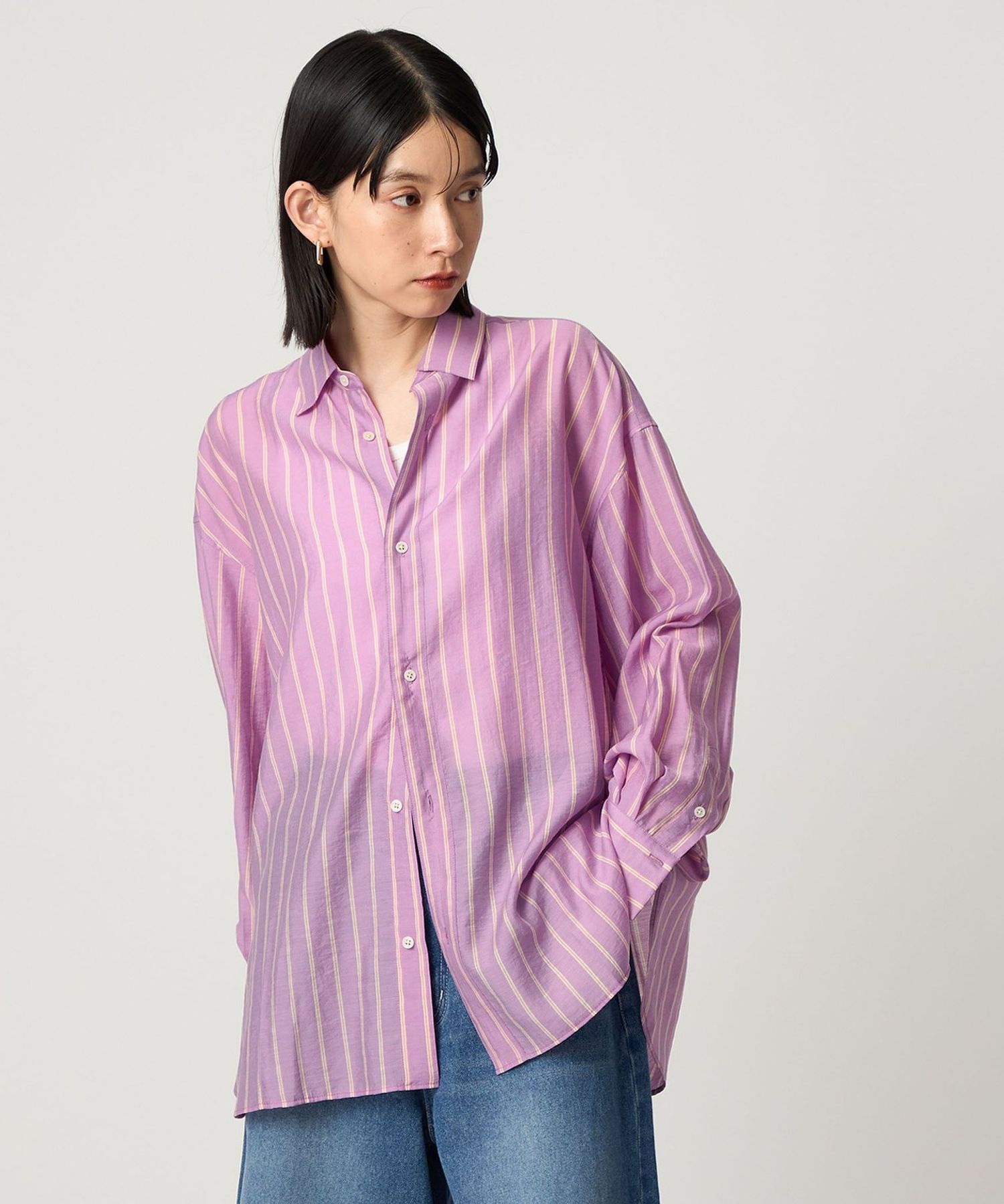CITEN＞シアーストライプシャツ