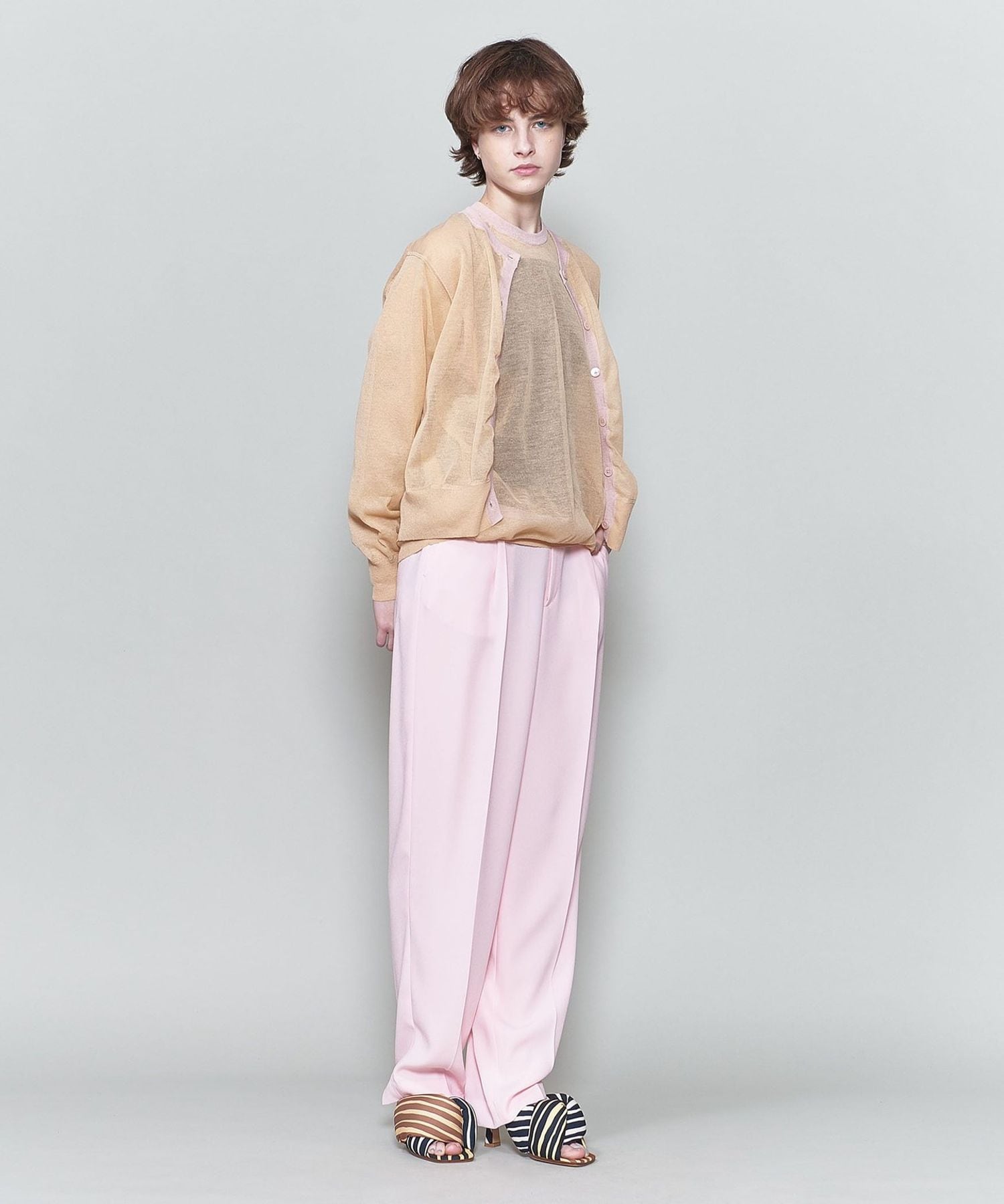 6(ROKU)＞ジョーゼット テーパード タックパンツ