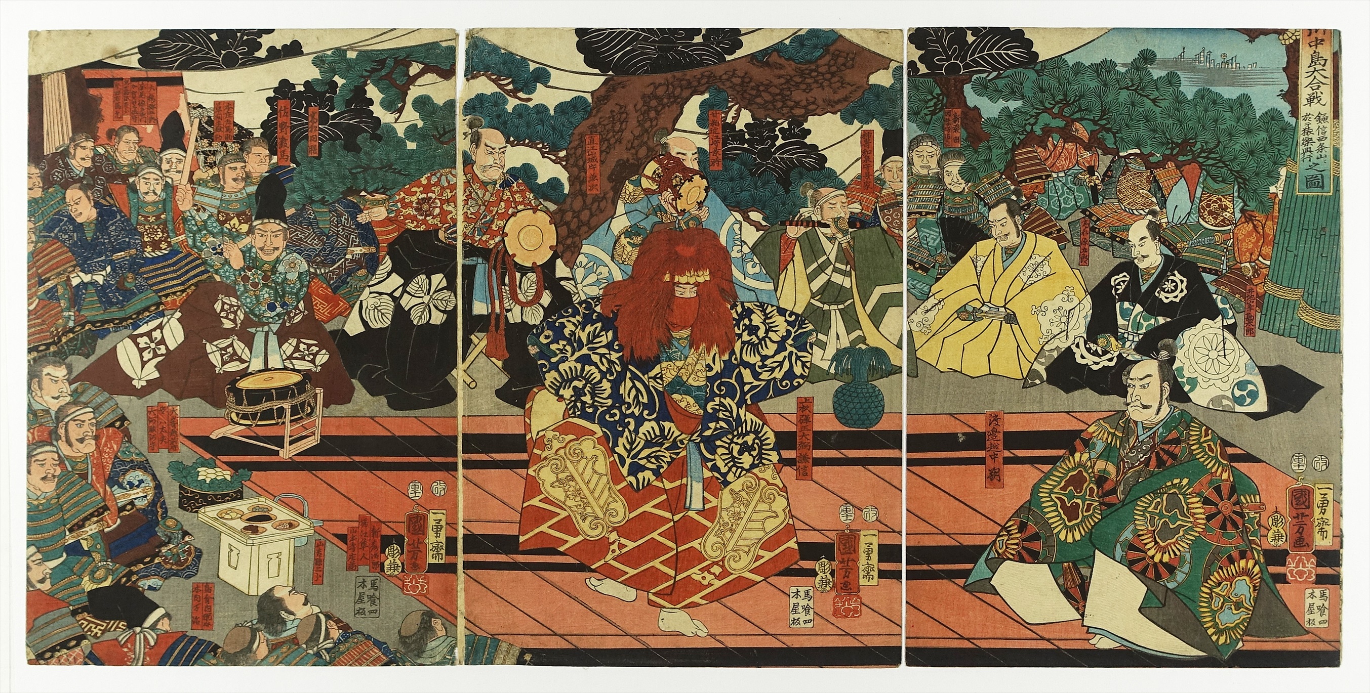 江戸時代 浮世絵 版画 三枚続 江戸の花旭三個 三枚続 （役者絵） | 山