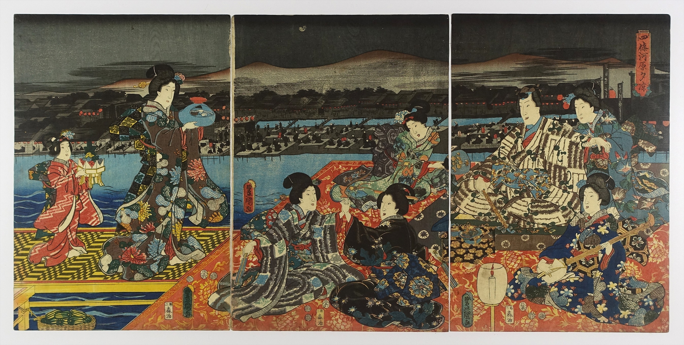 忠臣蔵義士夜討達本望ノ図 三枚続 豊国三代画