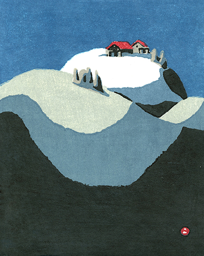 畦地梅太郎「涸沢の小屋」 ◇櫟◇ 真作保証 山の版画家 畦地