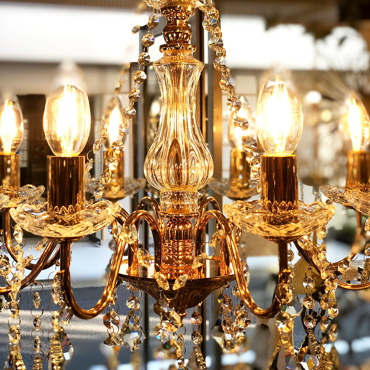 LED付・簡単取付】8灯ゴールドカラーシャンデリア 【公式通販】