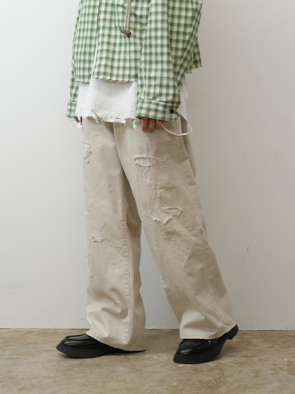 ANCELLM REMAKE WIDE CHINO TROUSERS – unexpected store