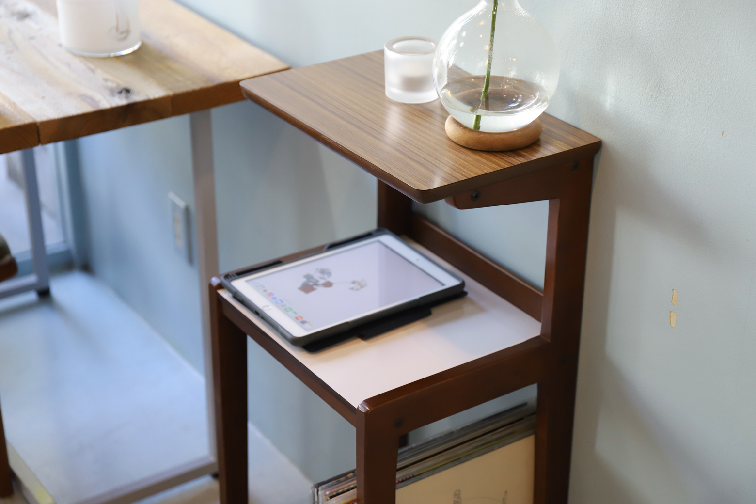 オールド カリモク 電話台 コンソール 収納 ラック レトロ オールド