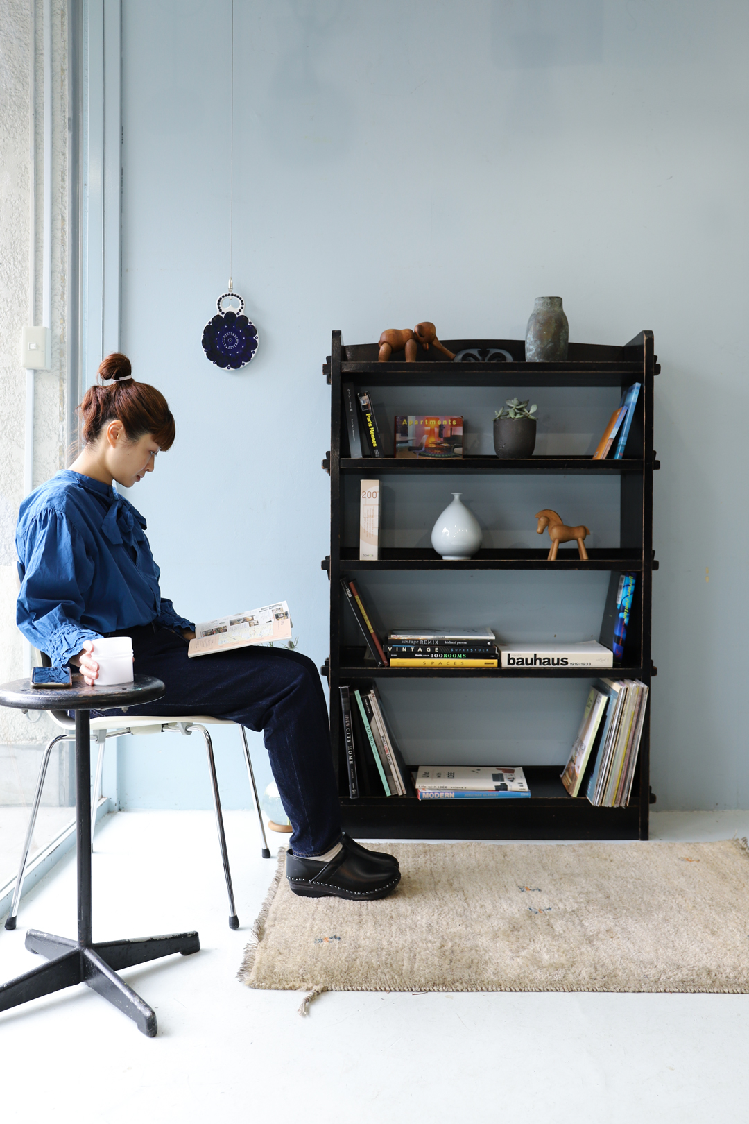 ジャパンヴィンテージ 本棚 楔式 ブックシェルフ 昭和レトロ オープン