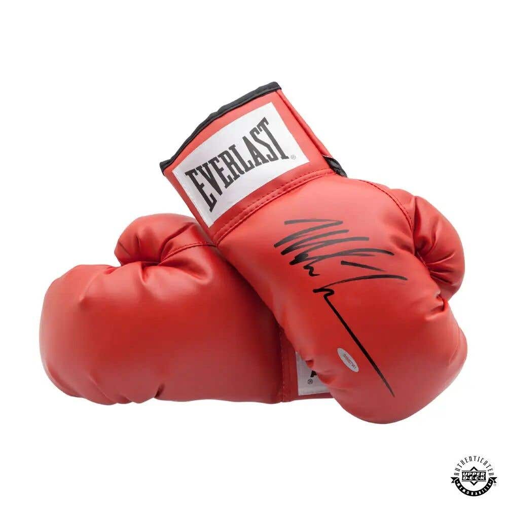 Mike Tyson Autographed Red Everlast Boxing Gloves