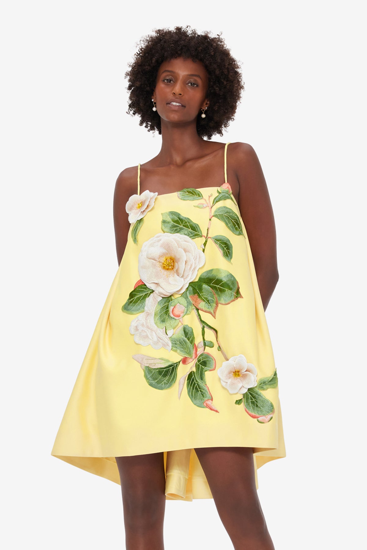Felicia Appliqué Floral Mini Dress - Sorbet Yellow – LEO LIN