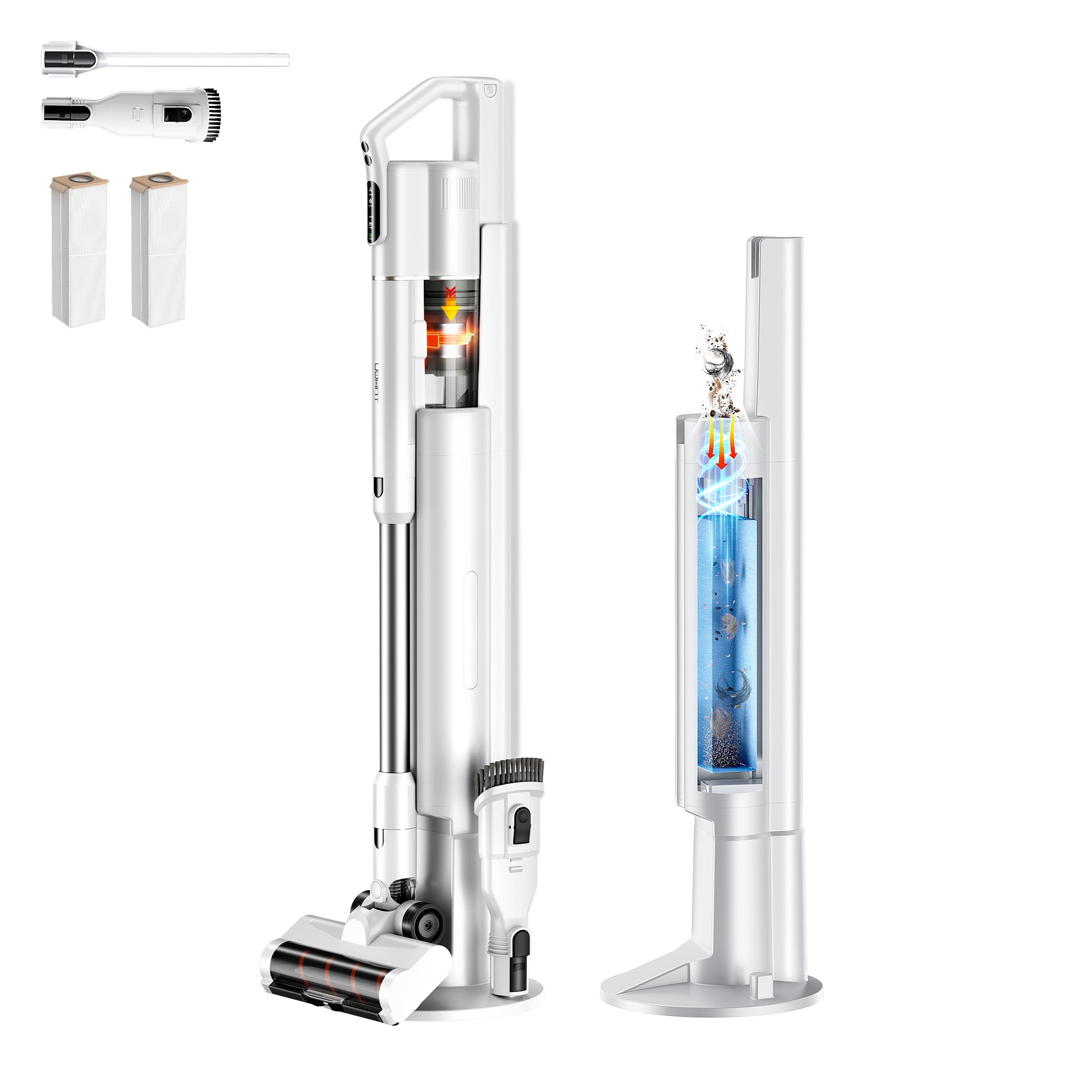 UWANT V500 コードレス掃除機｜自動集じんベース付き 3in1充電・収納