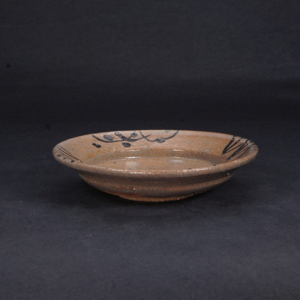 古唐津 山絵 小皿4枚 直径約12.5㎝ タカチ 東さ7-0121☆2F 古唐津 山絵