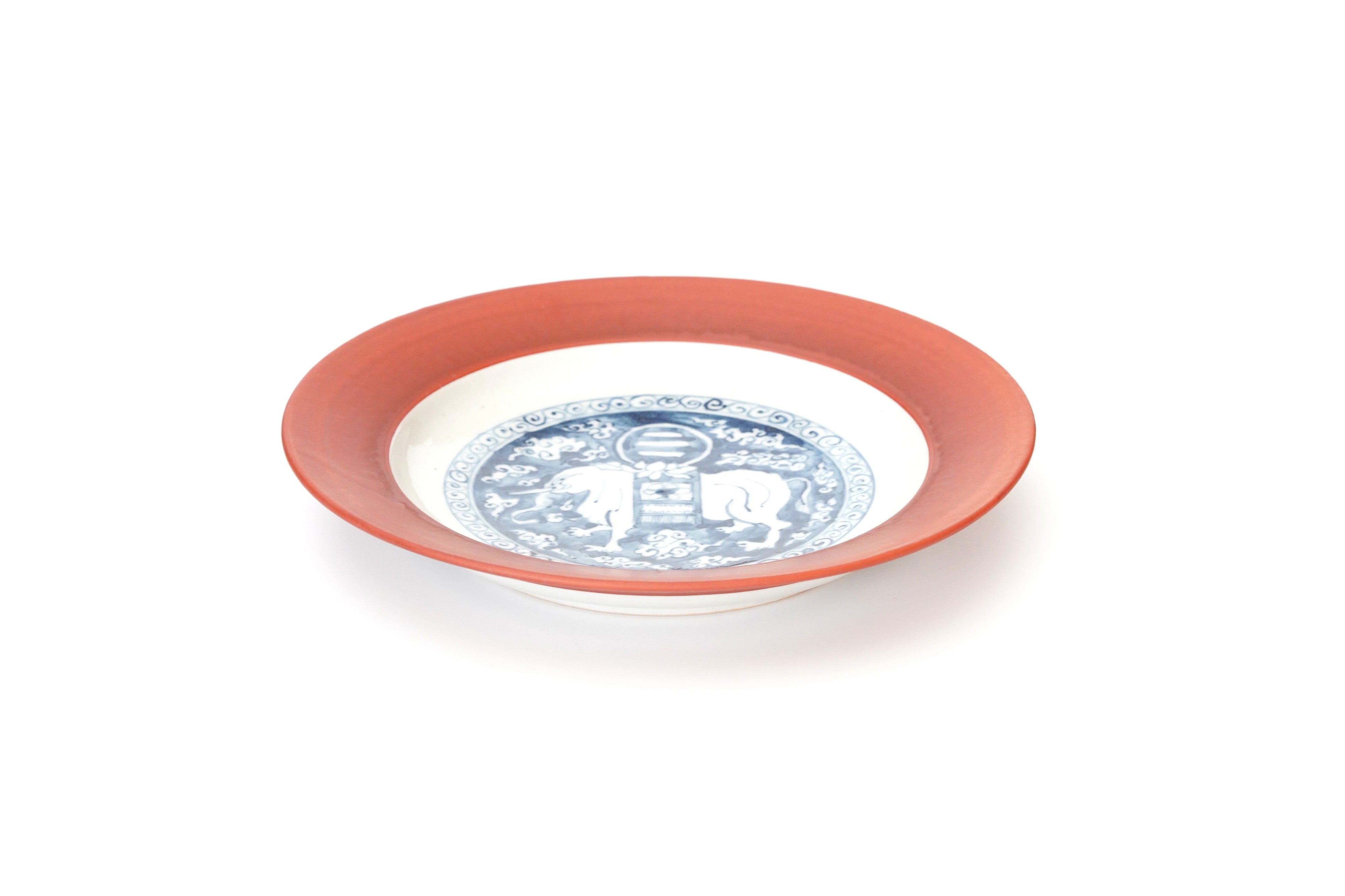 廣野俊彦】染付象絵渕呉須赤皿 – うつわ御結