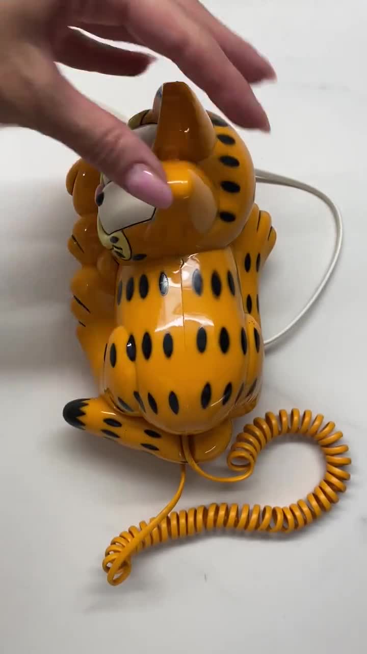 ヴィンテージのガーフィールド猫電話：1980年代、箱入りで動作中