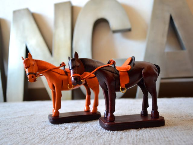 本革製オーナメント 馬 金茶-ユニークな革製品 VANCAショップ