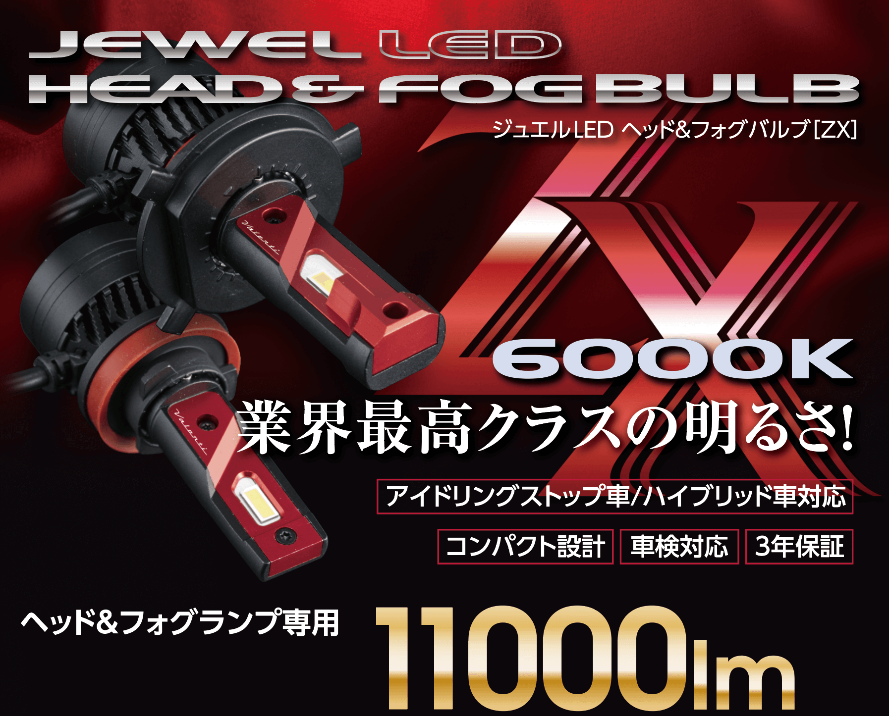 ジュエルLEDヘッド＆フォグバルブ ZXシリーズ (LZX5#)【H4・HB3/HB4