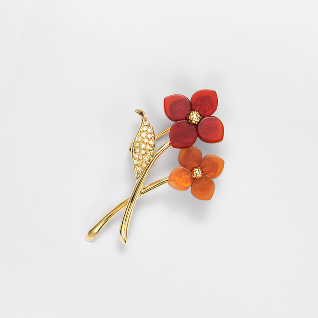 お花ブローチ マーカサイト 天然オパール 銀製925 ヴァンドーム青山VB