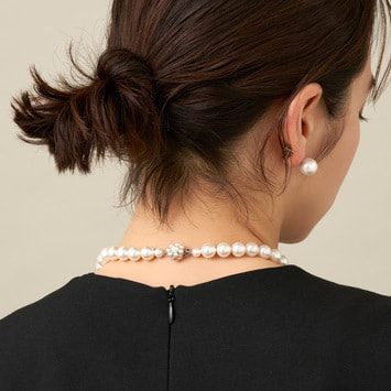 VFJD1810E_UW 貝パールネックレス/イヤリング 2点セット BOX付き