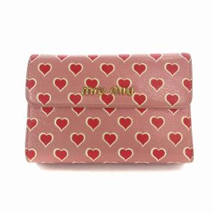 財布 ウォレット 三つ折り ハート柄 レザー 小銭入れあり ピンク（2025