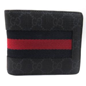 2つ折り財布 ウォレット グッチシマ GG柄 レザー ロゴ型押し 濃茶