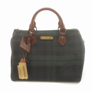 ミニボストンバッグ ハンドバッグ ブラックウォッチ ブラシ付き PVC