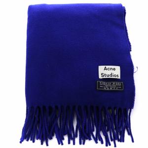 acne studios マフラー 青 マフラー フリンジ ウール イタリア製 青