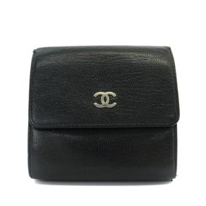 CHANEL ブラック ビコローレ がま口二つ折り財布 2025年最新】シャネル