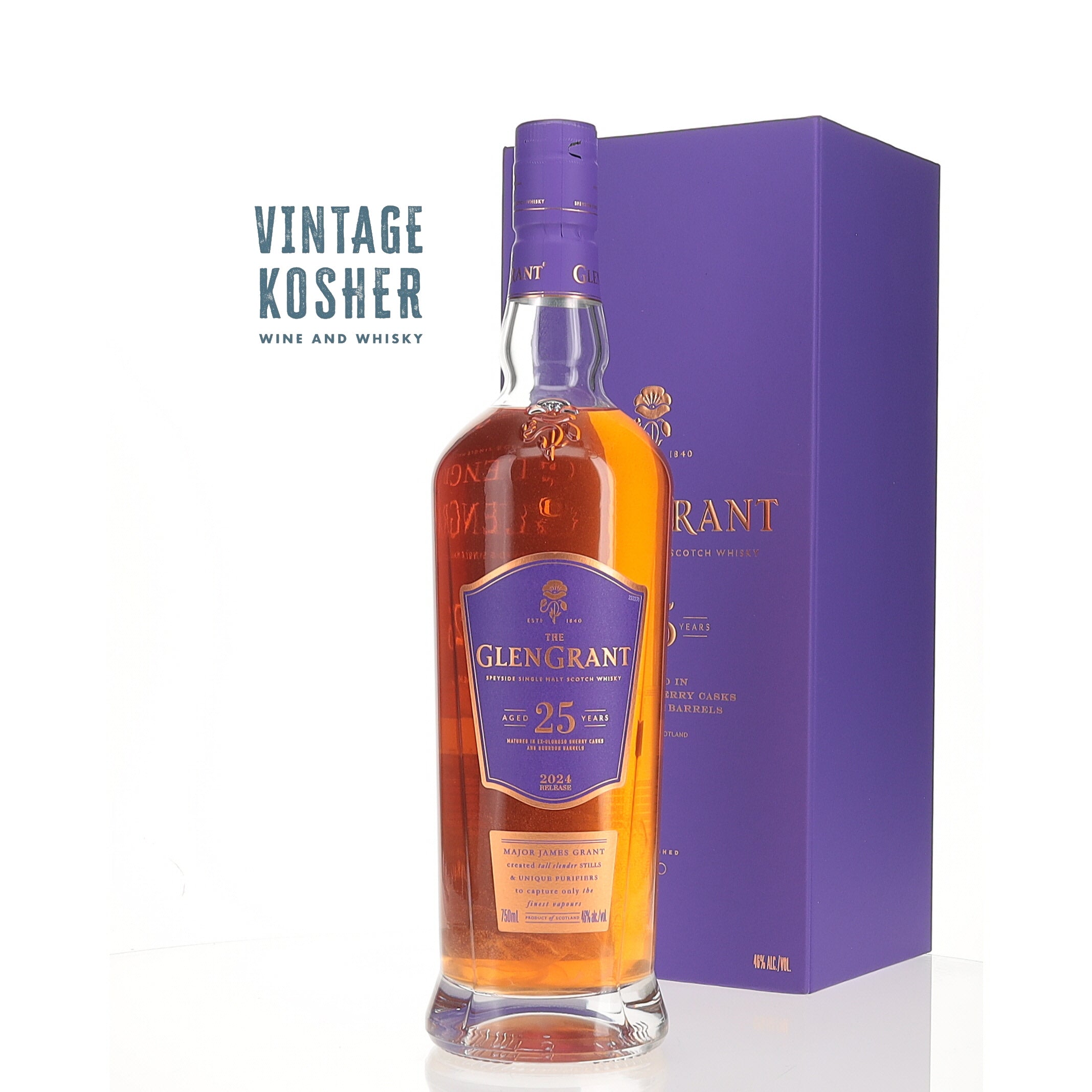 Glen Grant 25 yr Single Malt Highland Scotch – Vintage Kosherca