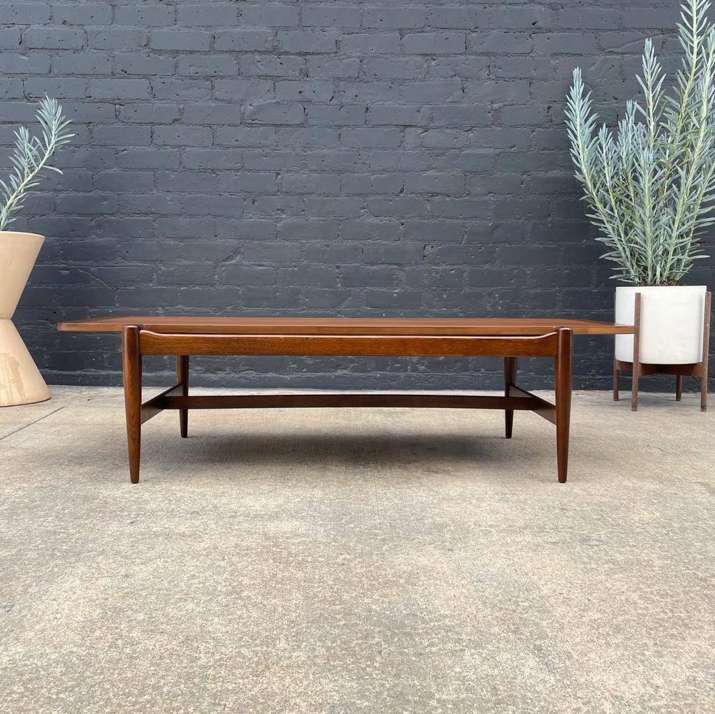Mid-Century Modern Sculpted Walnut Coffee Table by Bassett