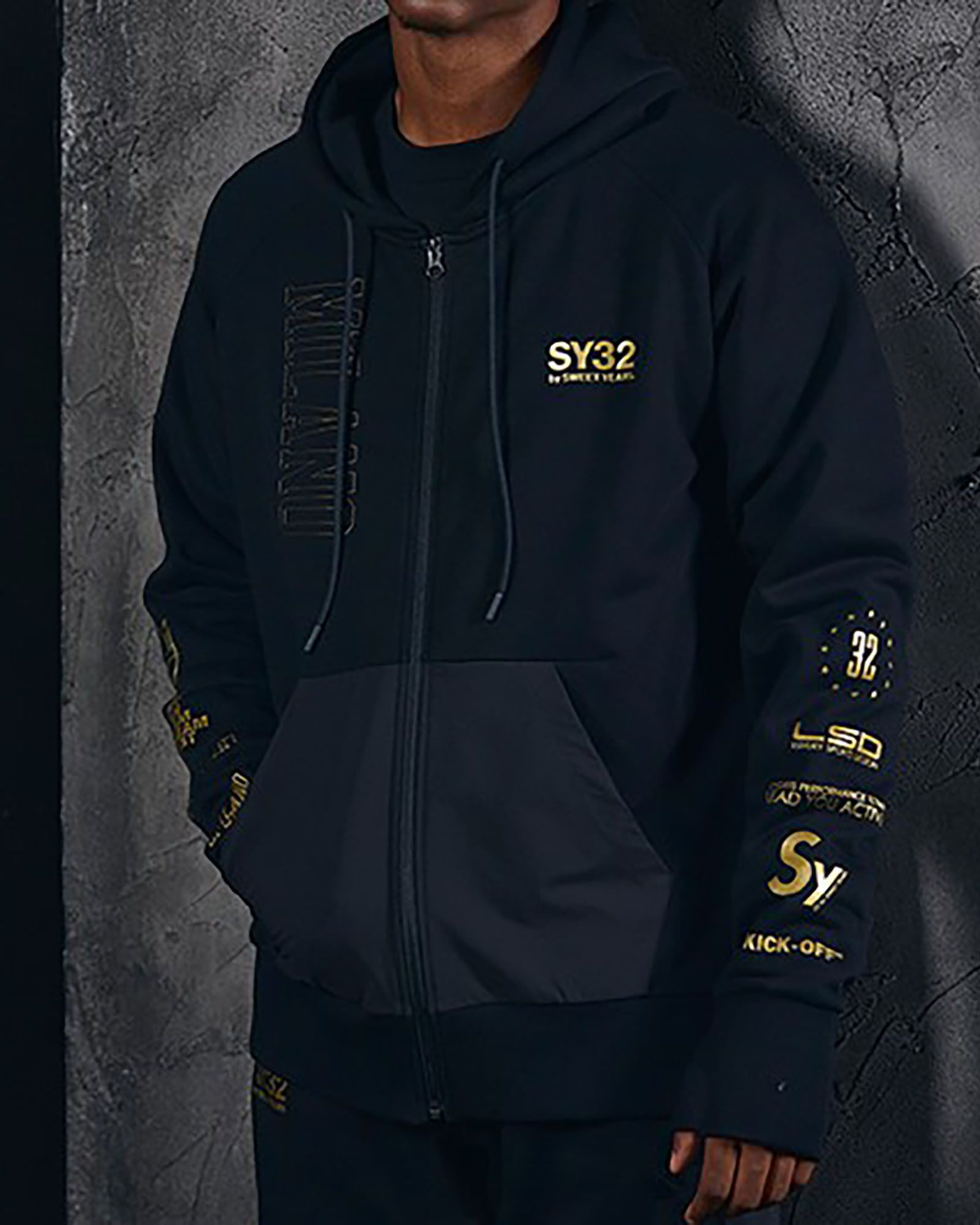 SY32 by SWEET YEARS - TEXTURE MIX ZIP HOODIE | ジップアップ