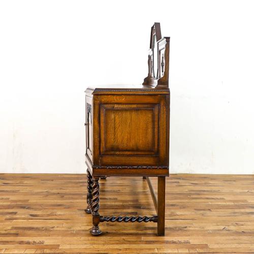 イギリスアンティーク ミラーバックサイドボード 収納家具 オーク材