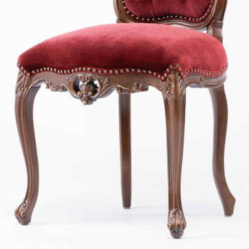 ロココ調 チェア ダイニングチェア ブラウンxレッドベルベット 6095