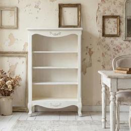 ロココ調 オープンブックケース キャビネット アンティークホワイト