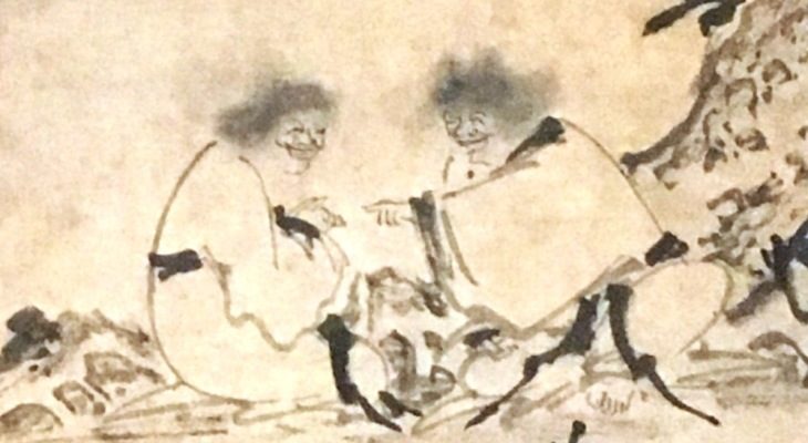 国宝-絵画｜禅機図断簡 寒山拾得図（因陀羅筆）［東京国立博物館