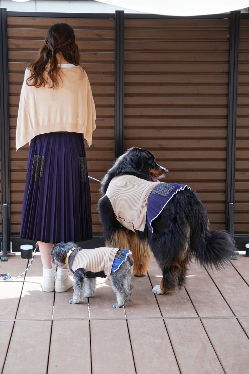 犬服 ドッグウェア リネン風ポケット付き着せ替えプリーツスカート dog