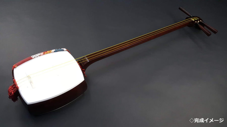 長唄三味線 細棹 本皮 皮破れなし 木製スタンド 長袋、胴袋付き 長唄