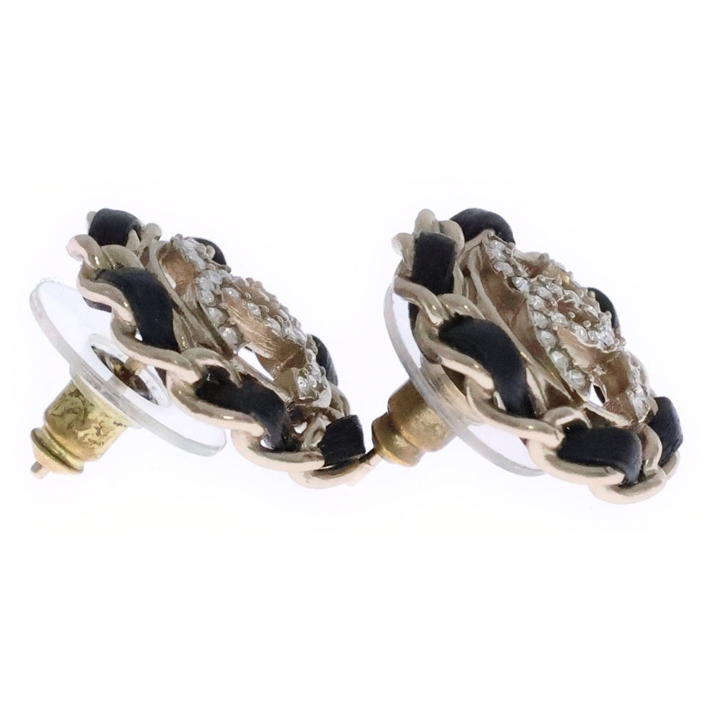 CHANEL(シャネル) ココマーク ラインストーン ピアス ブラック