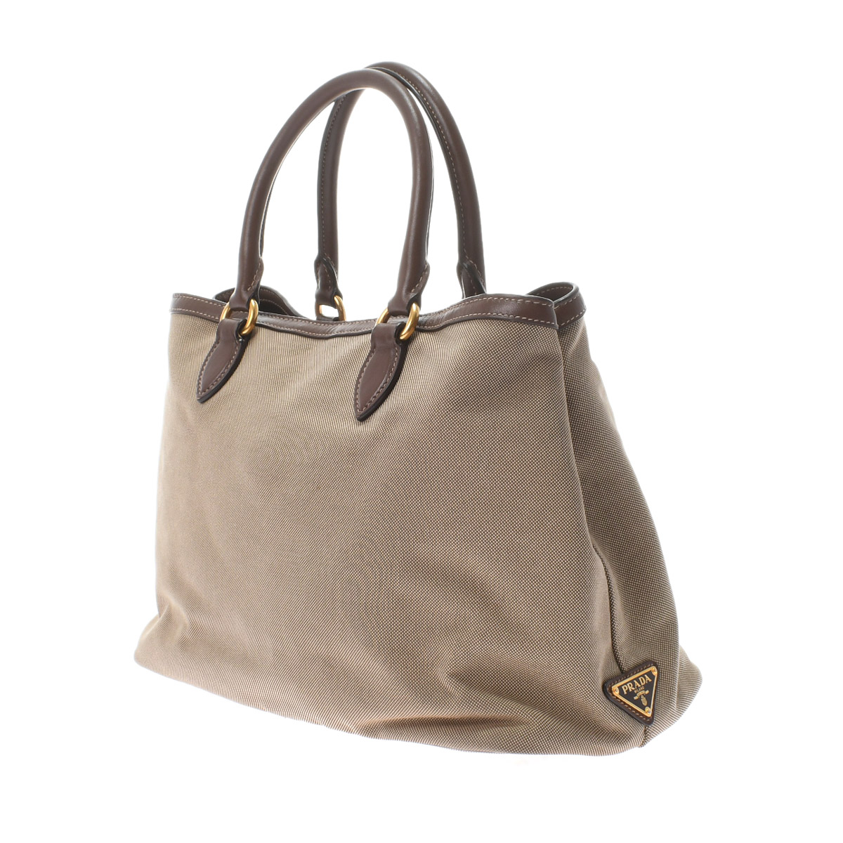 プラダレザーバッグトートバッグブラウン