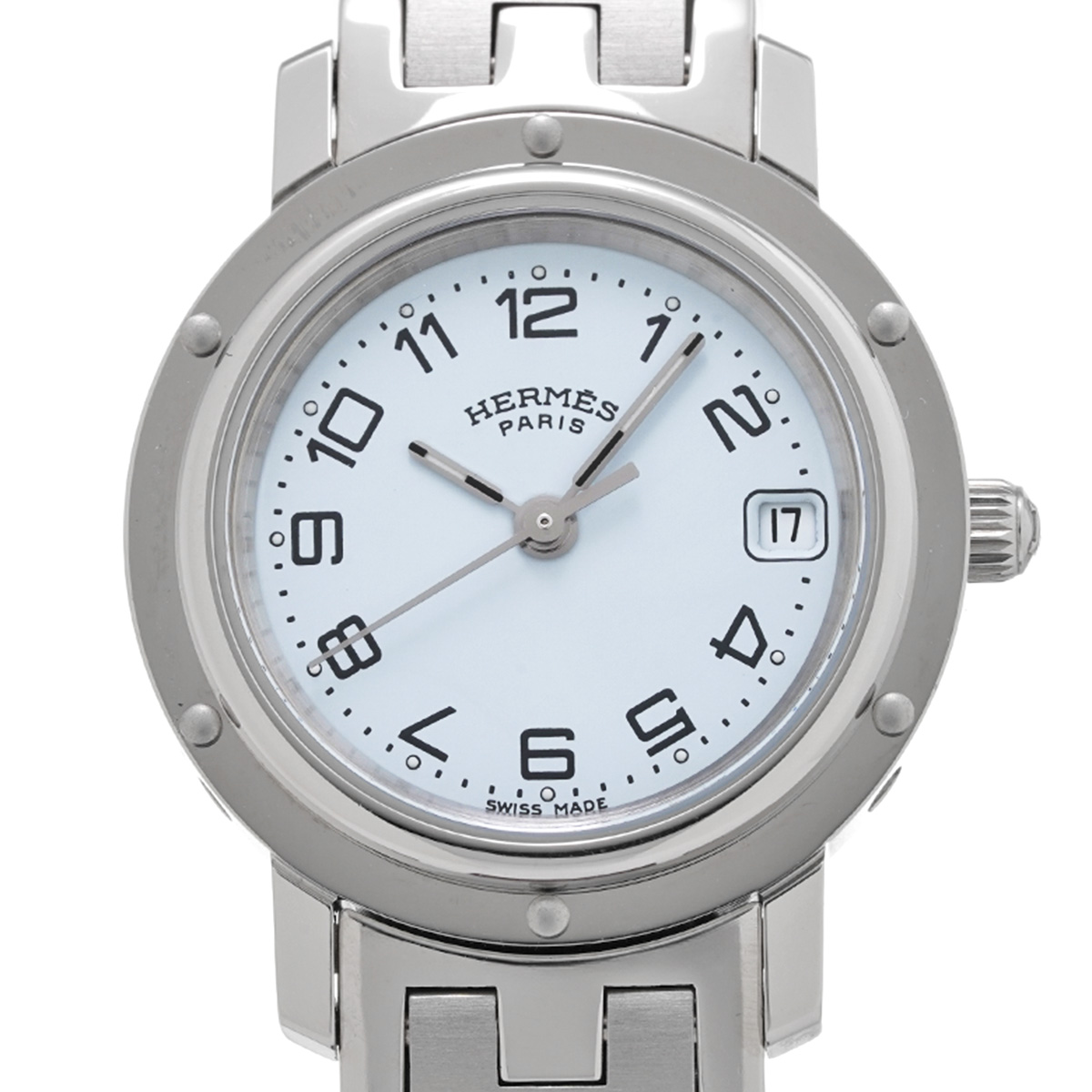 エルメス クリッパー CL4.210 ライトブルー レディース 時計 【中古