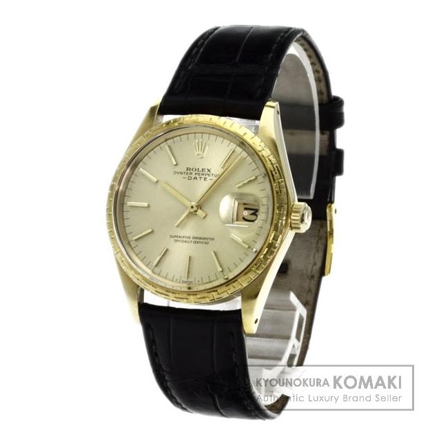 ROLEX 1504/8 腕時計 OH済 K18イエローゴールド/アリゲーター メンズ