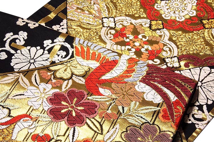 最高峰 京西陣五天謹織 爪掻織 本つづれ帯 銘 慶寿鳳凰☆証紙付き未