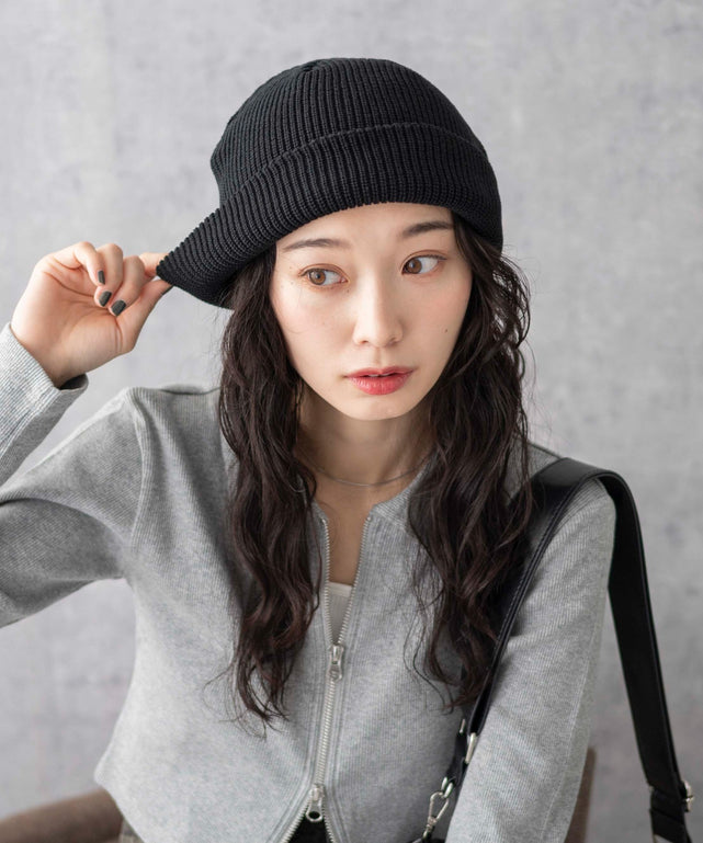 Venicew Pigtail グレー 編み込みひも付きニット帽 レディースのニット