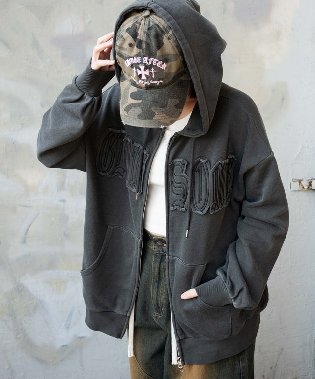 ヴィンテージウォッシュパッチワークBIGZIPパーカー｜WEGO（ウィゴー