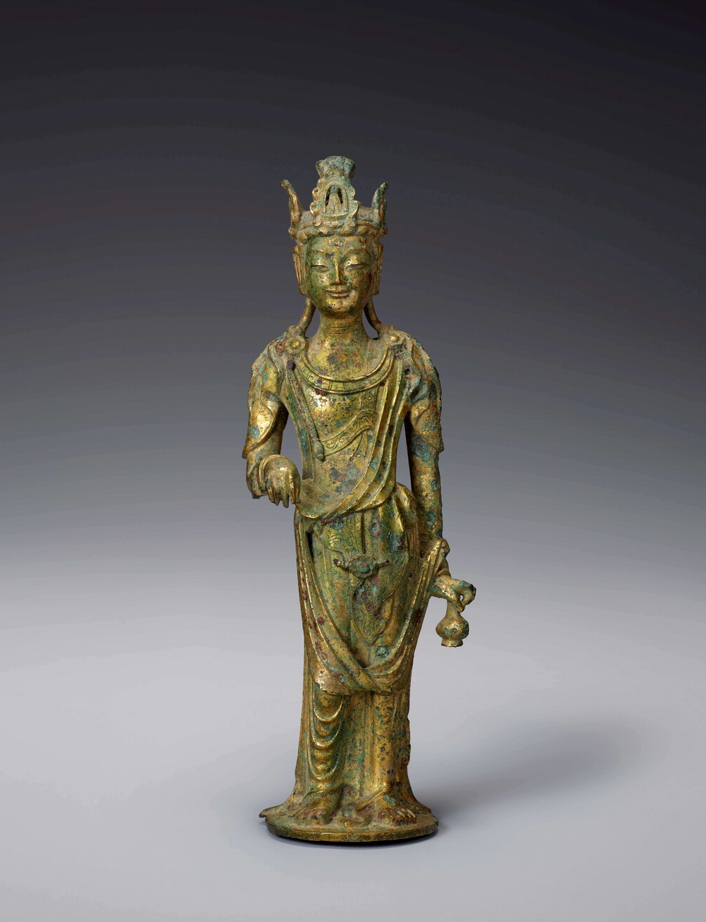 国宝級】高麗李朝 青銅製銀象嵌 蓮華唐草紋浄瓶 検）新羅仏 仏像 統一新羅