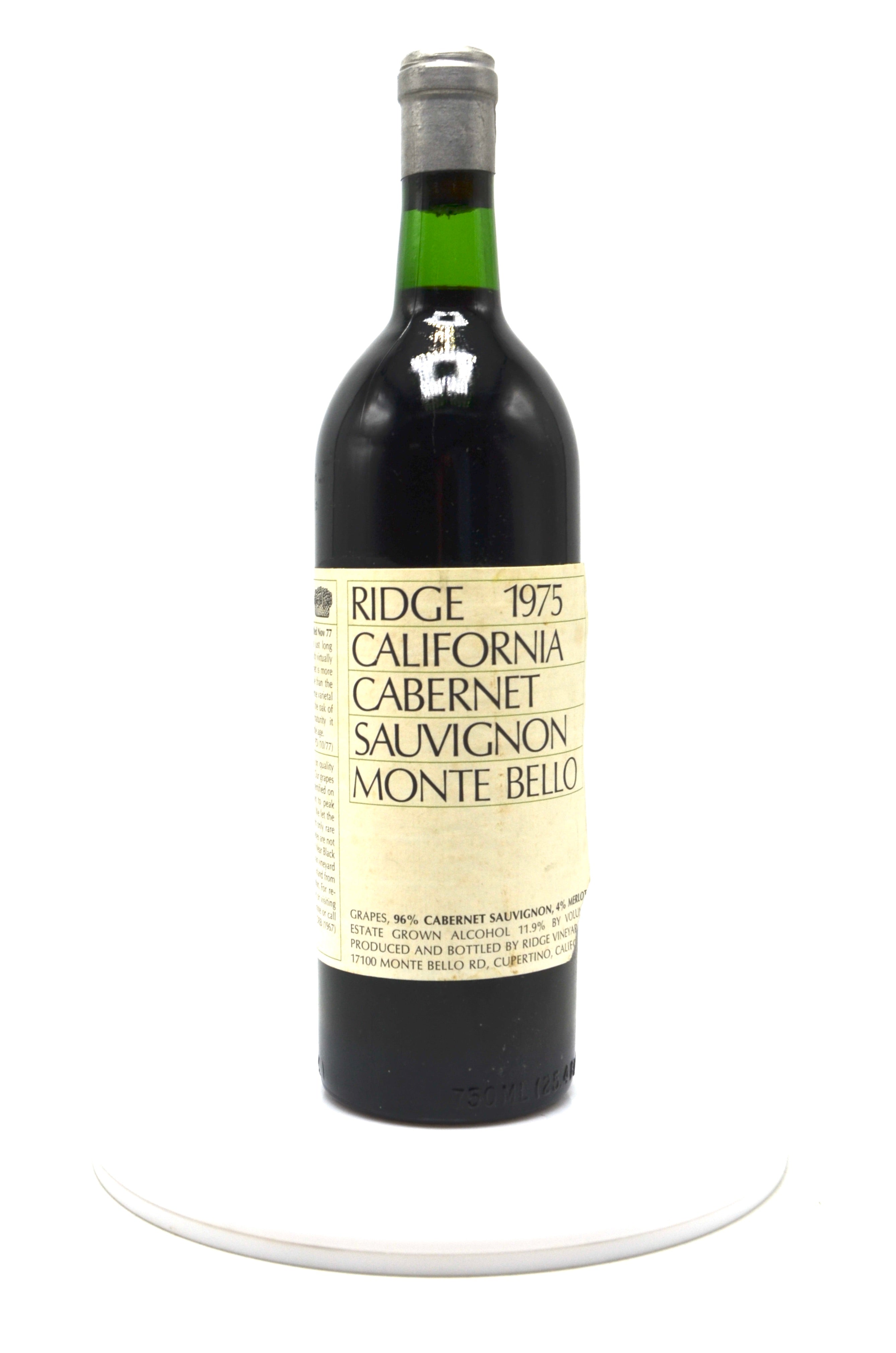 1975 Ridge Vineyards Cabernet Sauvignon, Monte Bello, Santa Cruz
