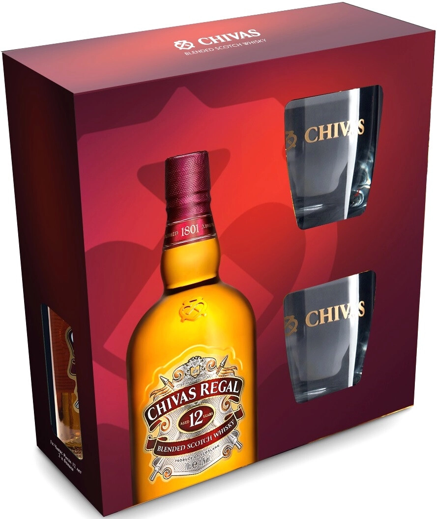 Set Chivas Regal 12 years old, gift set with two glasses Chivas