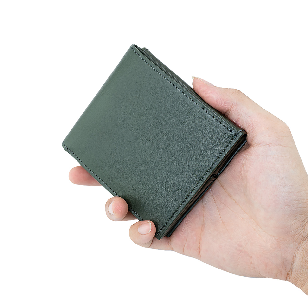 本革2つ折り財布 | Box Type Wallet(革色グリーン) | WR Leather Craft