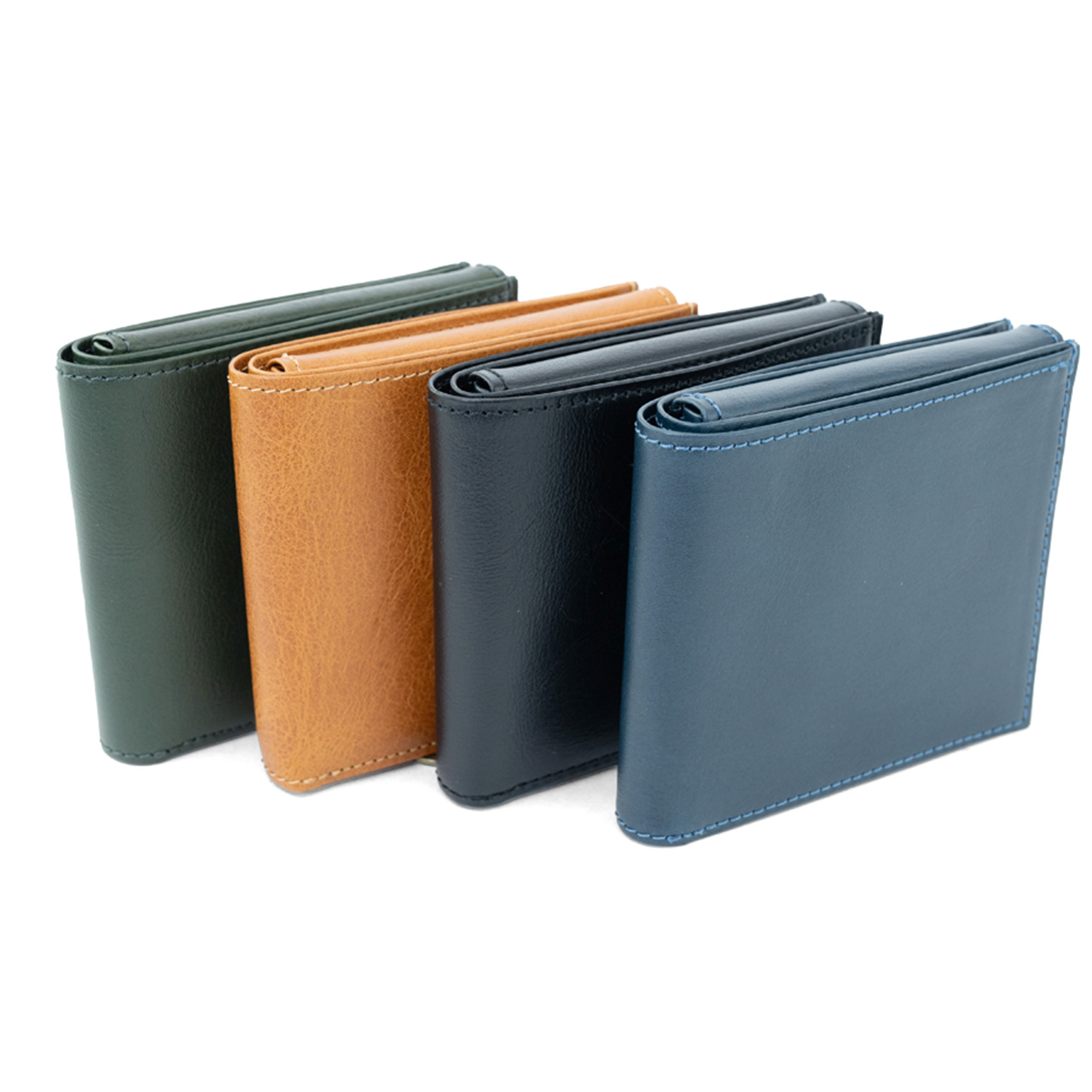 本革2つ折り財布 | Box Type Wallet(革色グリーン) | WR Leather Craft