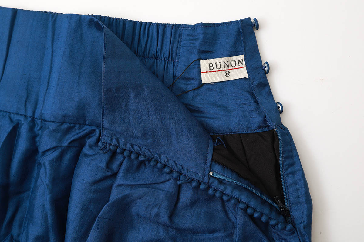 美品】BUNON Wide Belt PantsシルクブルーMサイズ