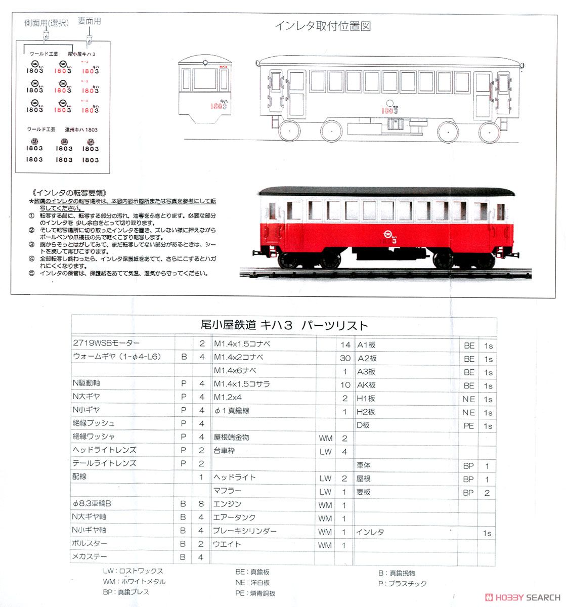 HOナロー) 尾小屋鉄道 キハ3 気動車 (組み立てキット) (鉄道模型