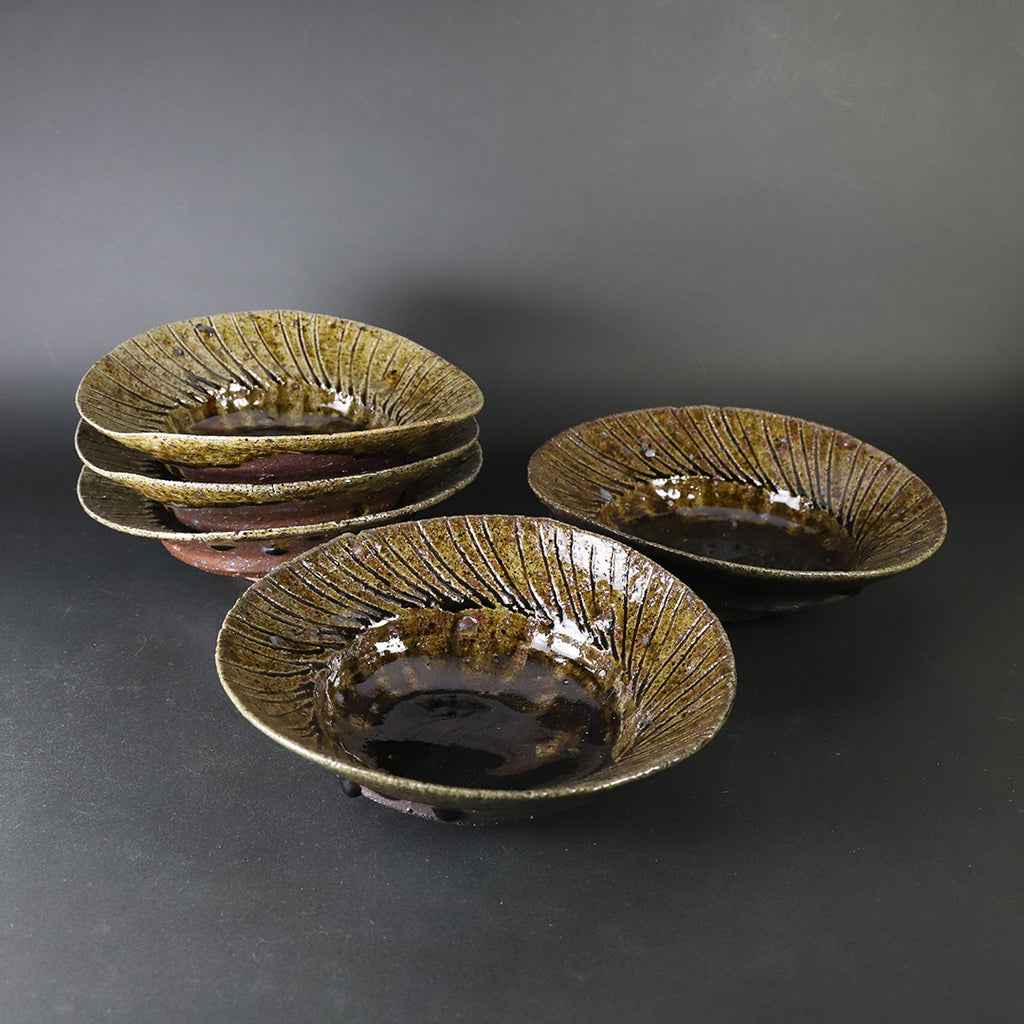 丸田宗彦 朝鮮唐津 摺鉢 向付5枚セット 共箱付き 唐津焼 丸田